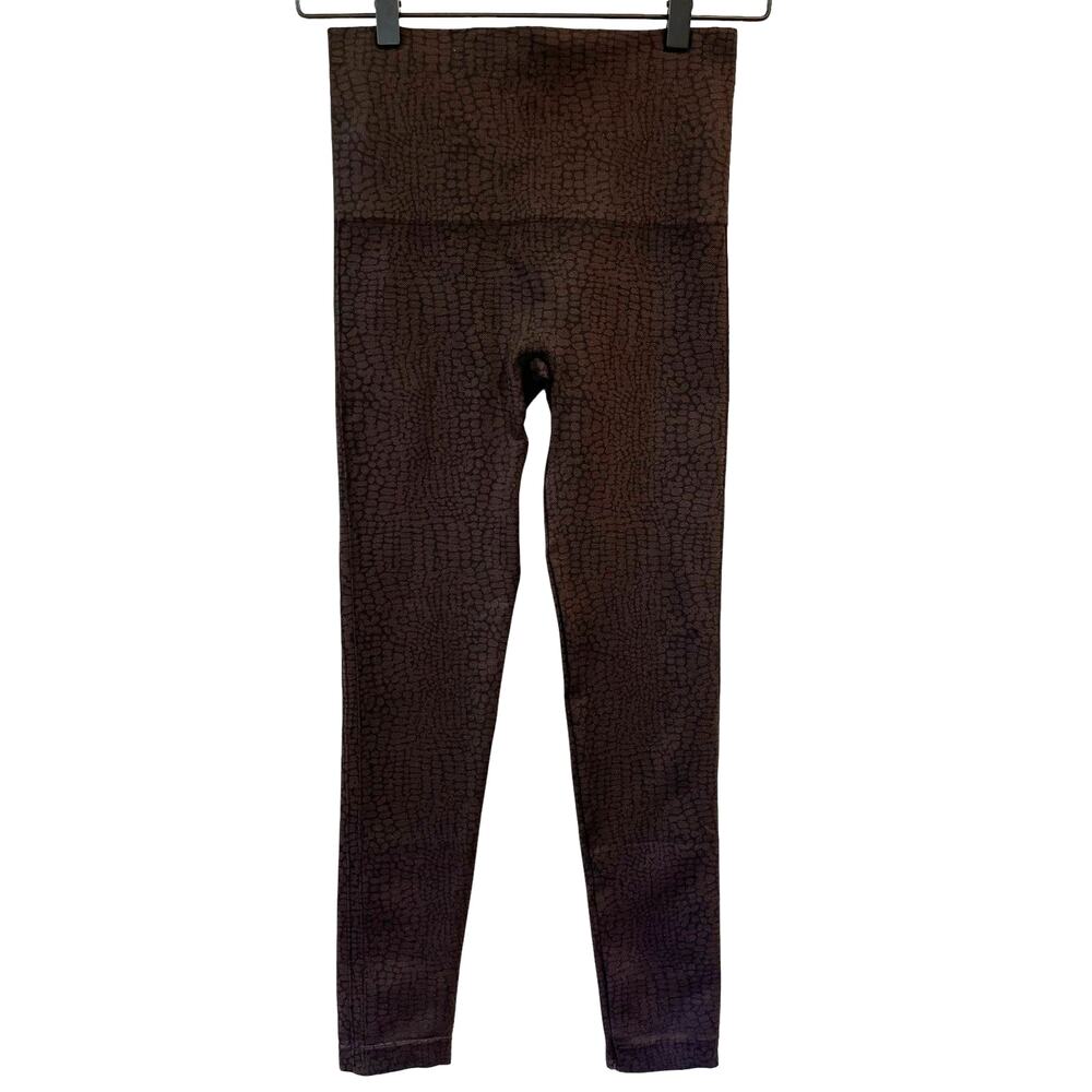 Spanx Look at Me Now Seamless Cropped Leggings Brown Croc Size Medium